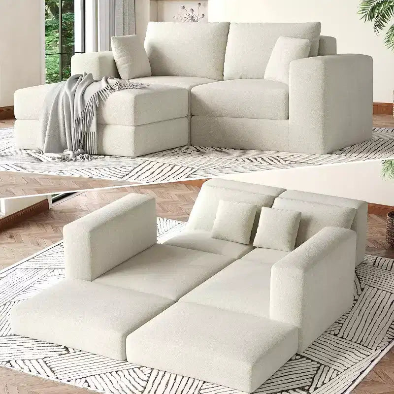 80 Modular Sectional Loveseat Sofa Bed, No-Assembly Boneless Cloud Couch, for Home, Living Room