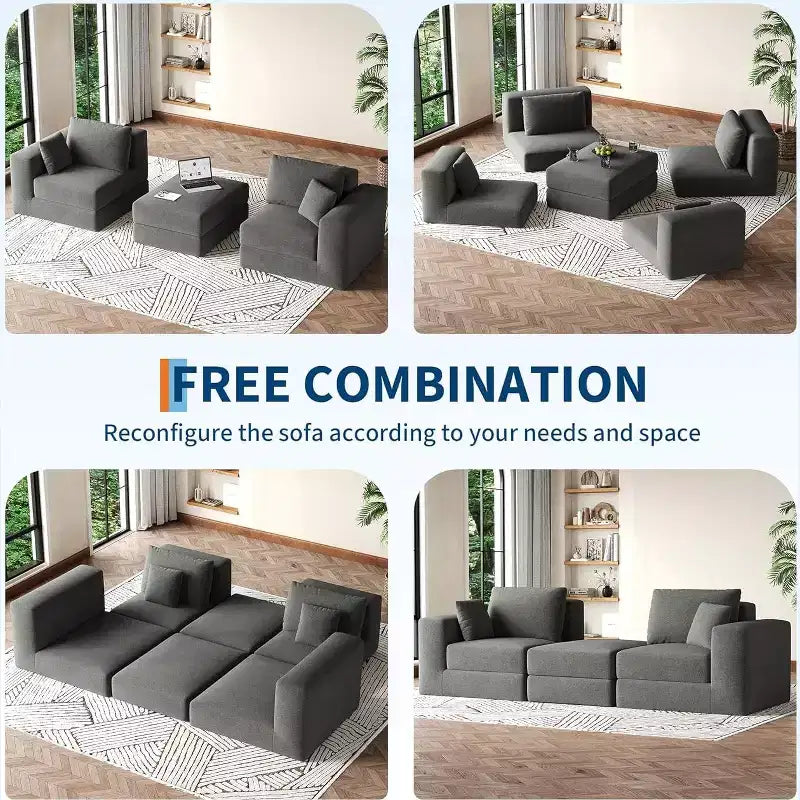 80 Modular Sectional Loveseat Sofa Bed, No-Assembly Boneless Cloud Couch, for Home, Living Room