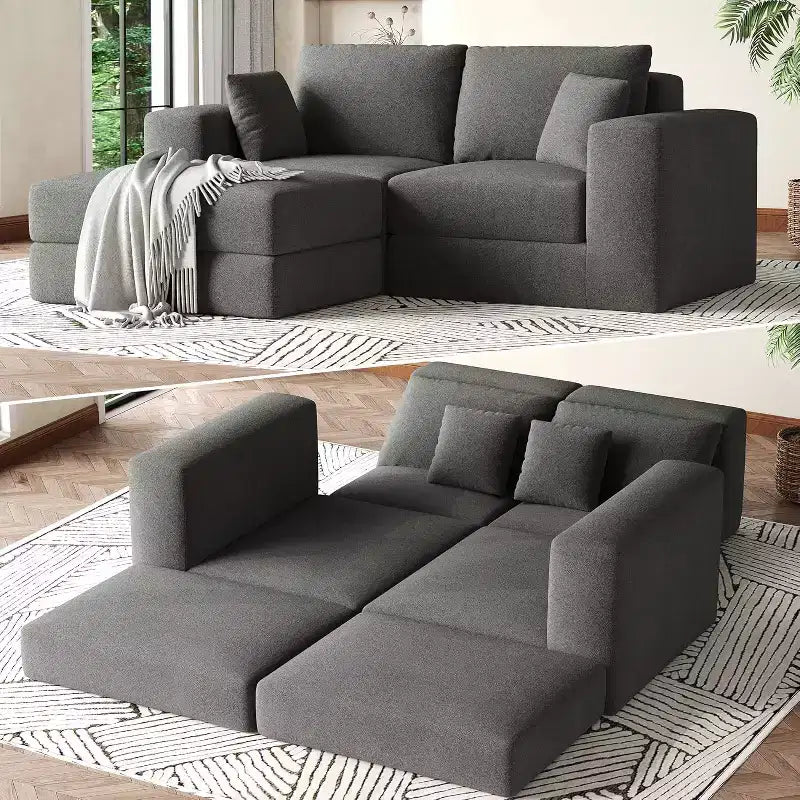 80 Modular Sectional Loveseat Sofa Bed, No-Assembly Boneless Cloud Couch, for Home, Living Room
