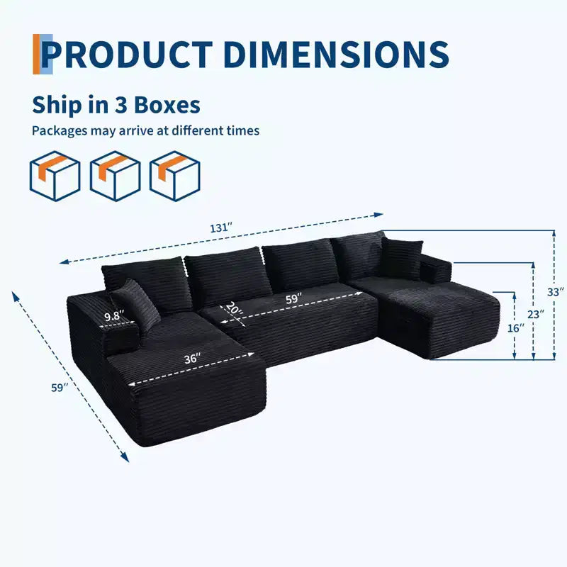 Boneless Couch Sectional, Modern Modular Couch, for Living Room