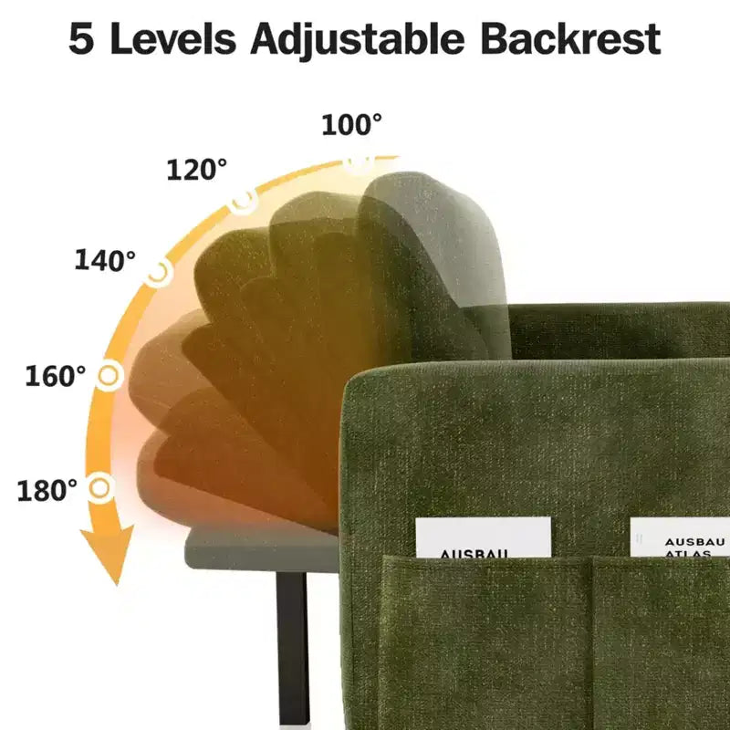 Sofá Cama Extraíble 2 en 1 con Chaise de Almacenamiento, Sofá Seccional de Chenilla con Puertos USB para Sala de Estar