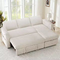 Dyonery 2 in 1 Pull Out Sleeper Sofa with Storage Chaise C Chenille Sectional Couch with USB Ports for Living Room