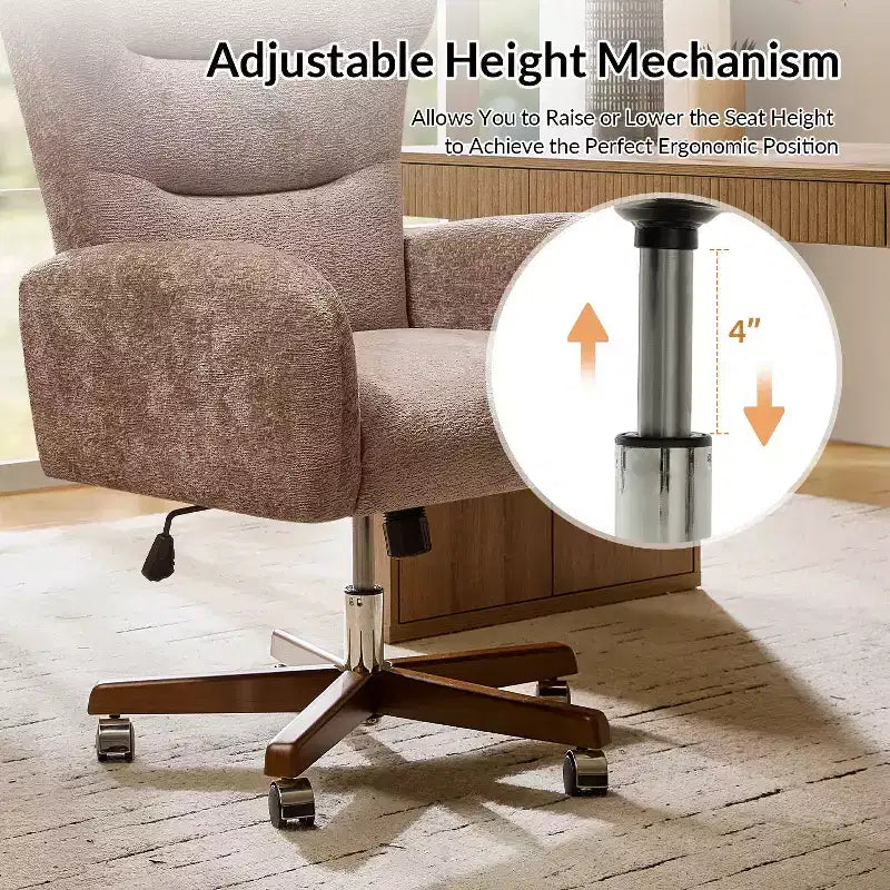 Fauteuil de bureau à dossier haut avec hauteur réglable et accoudoirs incurvés