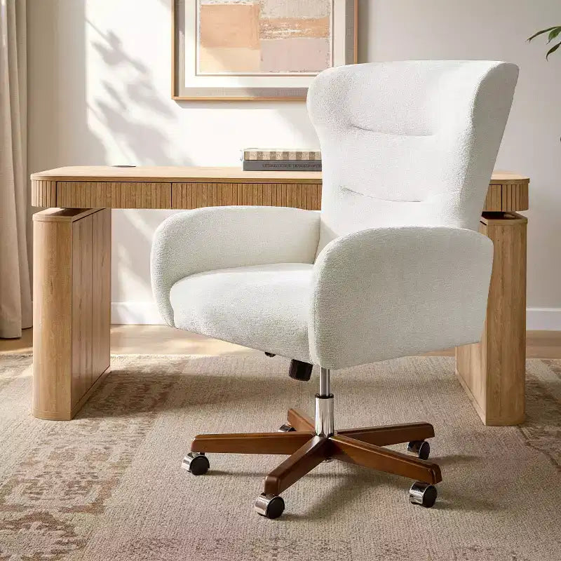 Fauteuil de bureau à dossier haut avec hauteur réglable et accoudoirs incurvés