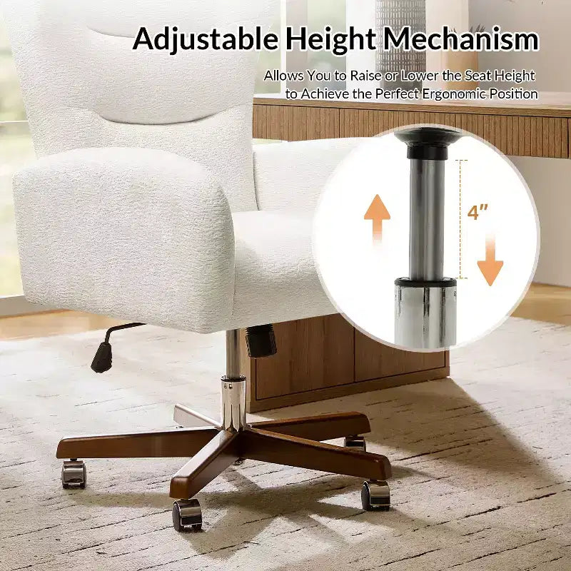 Fauteuil de bureau à dossier haut avec hauteur réglable et accoudoirs incurvés