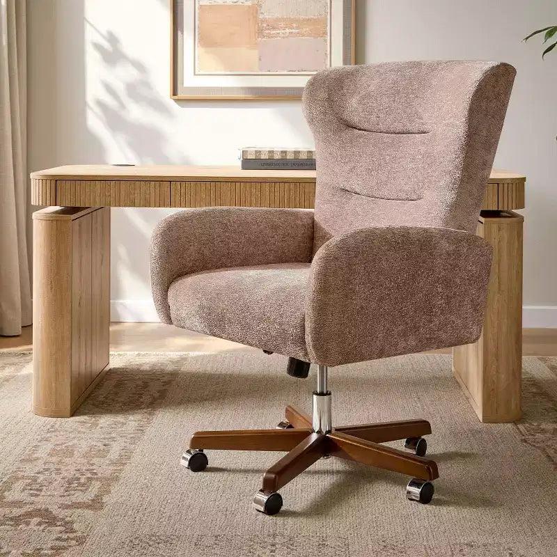 Fauteuil de bureau à dossier haut avec hauteur réglable et accoudoirs incurvés
