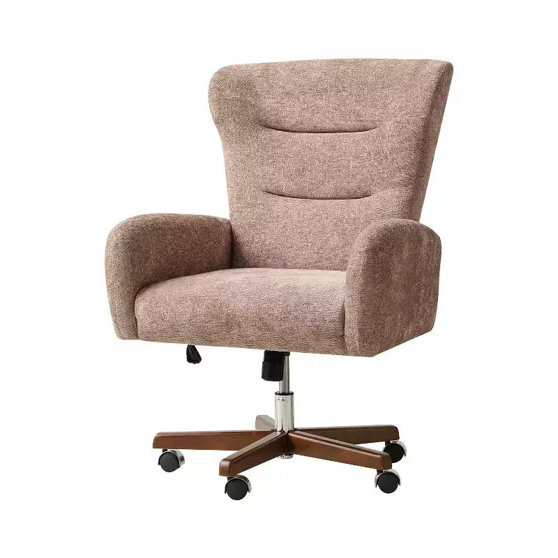 Sillón de oficina con respaldo alto, altura ajustable y reposabrazos curvos