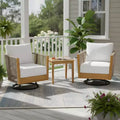Christopher Knight Home Minh Modern 3 Piece Acacia Patio Swivel Chairs with Rope Design and Slatted Table Set