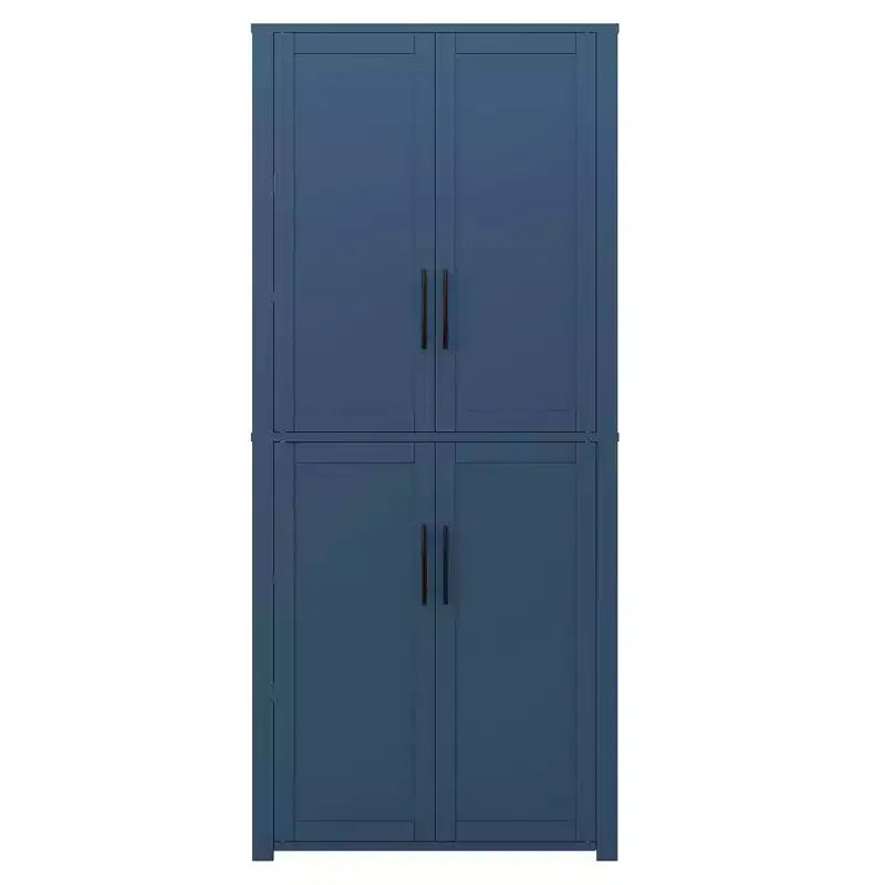 Gabinete de almacenamiento de grano de madera blanca independiente de 4 puertas de 67"x28"x15" para sala de estar