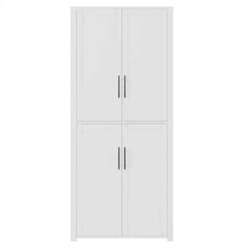 Meuble de rangement autoportant blanc à grain de bois 4 portes de 170 x 71 x 38 cm pour salon