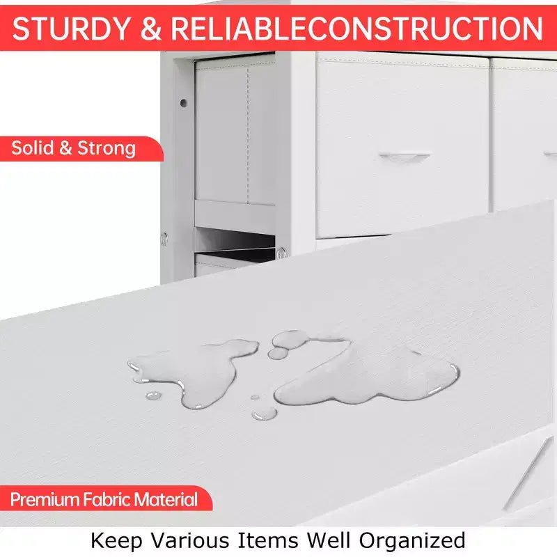 Cómoda alta para dormitorio, cómodas y cajoneras de 16 cajones, mueble de tela para dormitorio, sala de estar, blanco