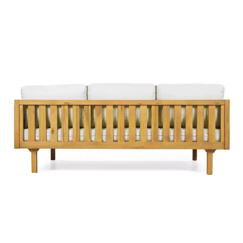 Christopher Knight Home Marsh Patio Modern Acacia Wood Juego de sala de estar de 2 piezas con sofá de 3 plazas de cuerda y mesa de centro