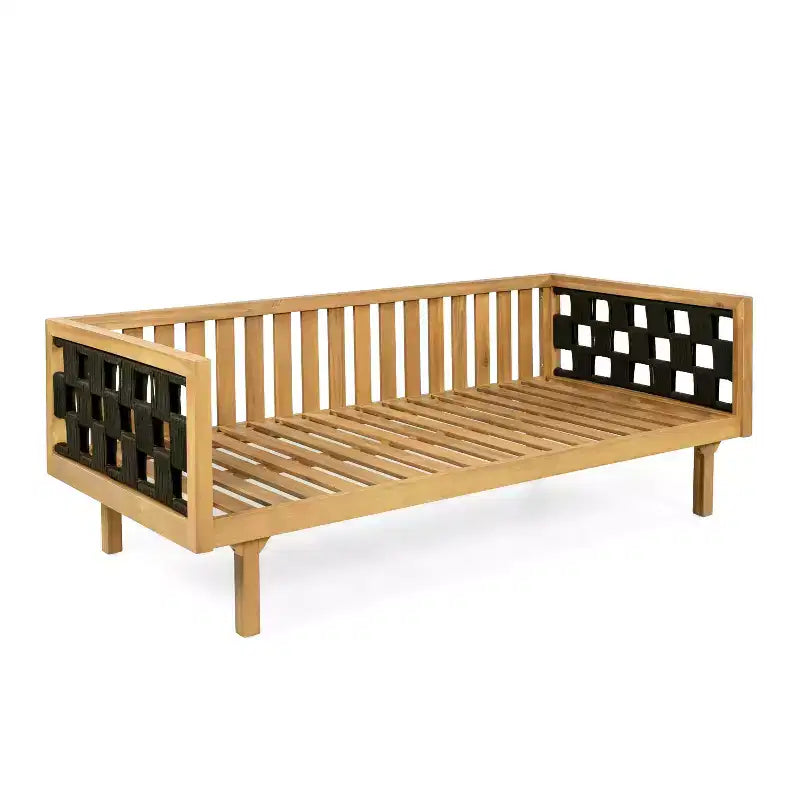 Christopher Knight Home Marsh Patio Modern Acacia Wood Juego de sala de estar de 2 piezas con sofá de 3 plazas de cuerda y mesa de centro
