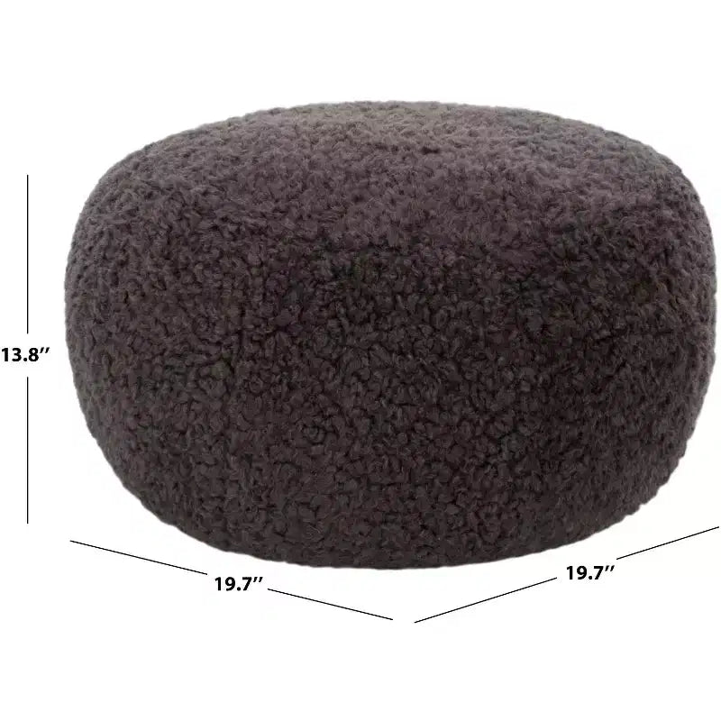 Puf Otomano Redondo, Crema, 100% Poliéster, Capacidad de 125 kg, Hecho en EE. UU.