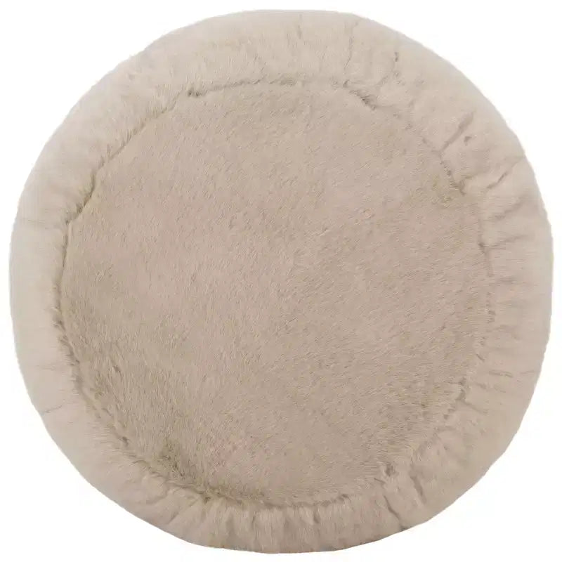 Puf Otomano Redondo, Crema, 100% Poliéster, Capacidad de 125 kg, Hecho en EE. UU.
