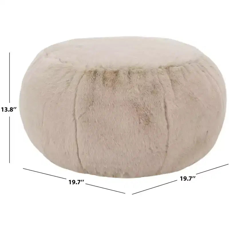 Puf Otomano Redondo, Crema, 100% Poliéster, Capacidad de 125 kg, Hecho en EE. UU.