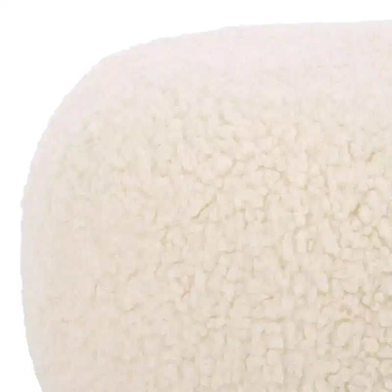 Puf Otomano Redondo, Crema, 100% Poliéster, Capacidad de 125 kg, Hecho en EE. UU.