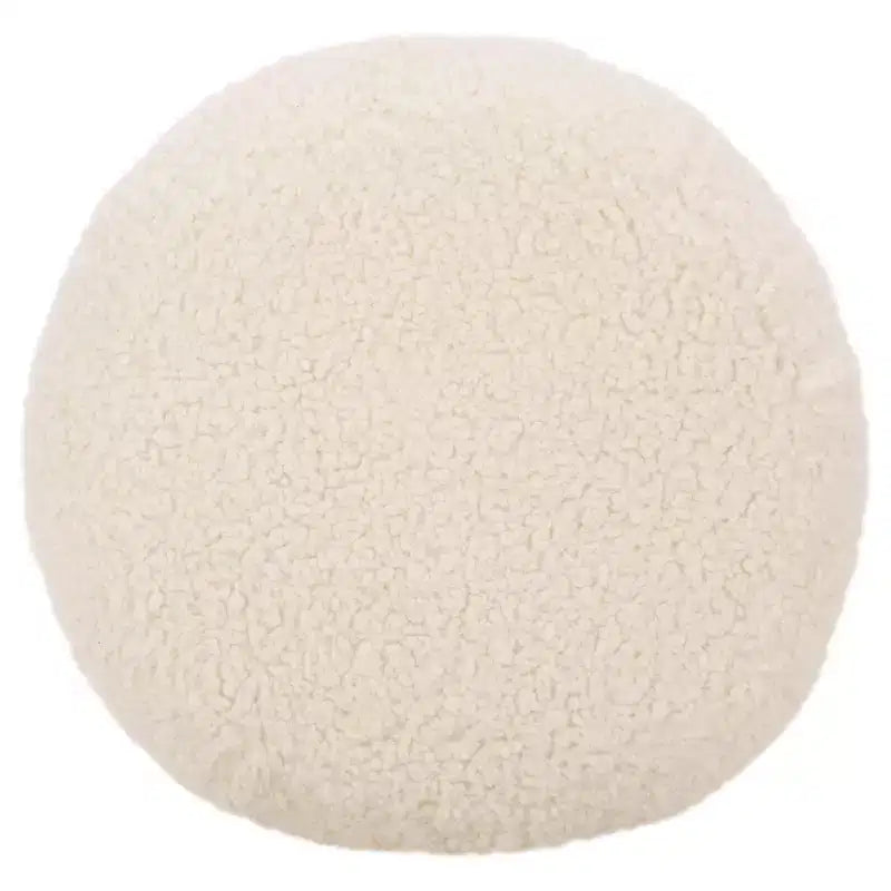 Puf Otomano Redondo, Crema, 100% Poliéster, Capacidad de 125 kg, Hecho en EE. UU.