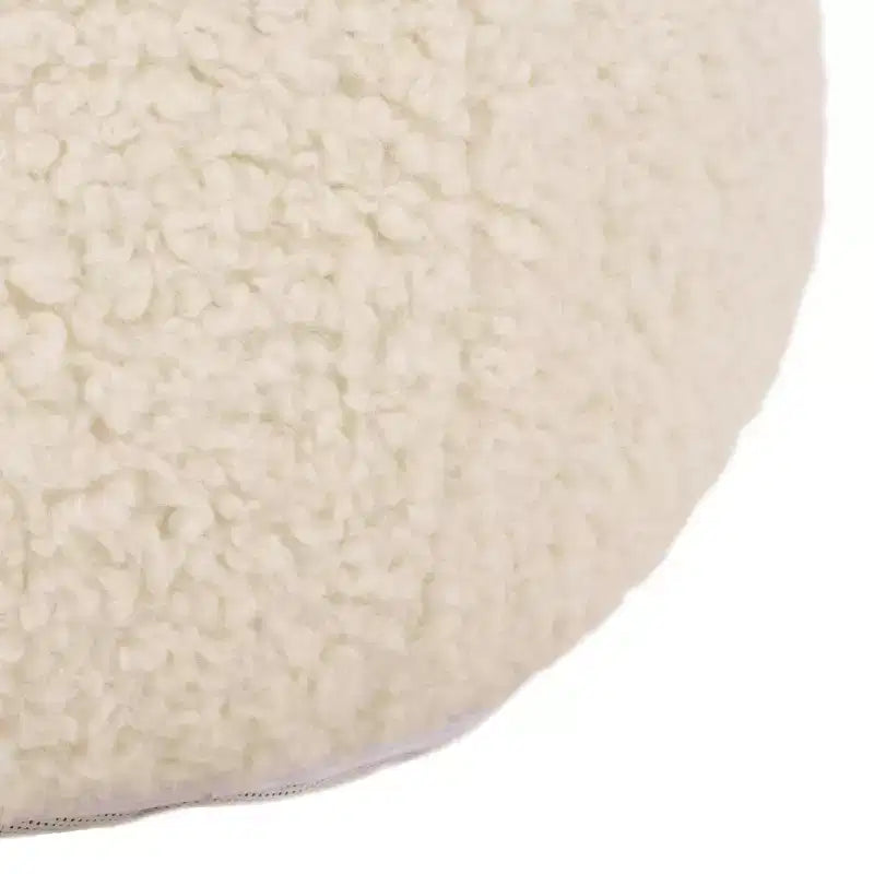 Puf Otomano Redondo, Crema, 100% Poliéster, Capacidad de 125 kg, Hecho en EE. UU.