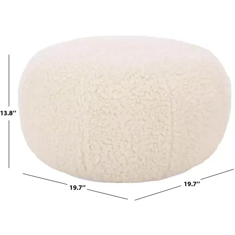 Puf Otomano Redondo, Crema, 100% Poliéster, Capacidad de 125 kg, Hecho en EE. UU.