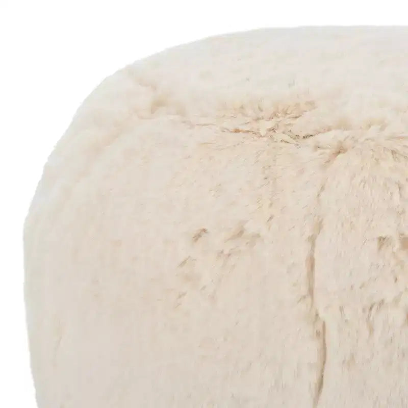Puf Otomano Redondo, Crema, 100% Poliéster, Capacidad de 125 kg, Hecho en EE. UU.