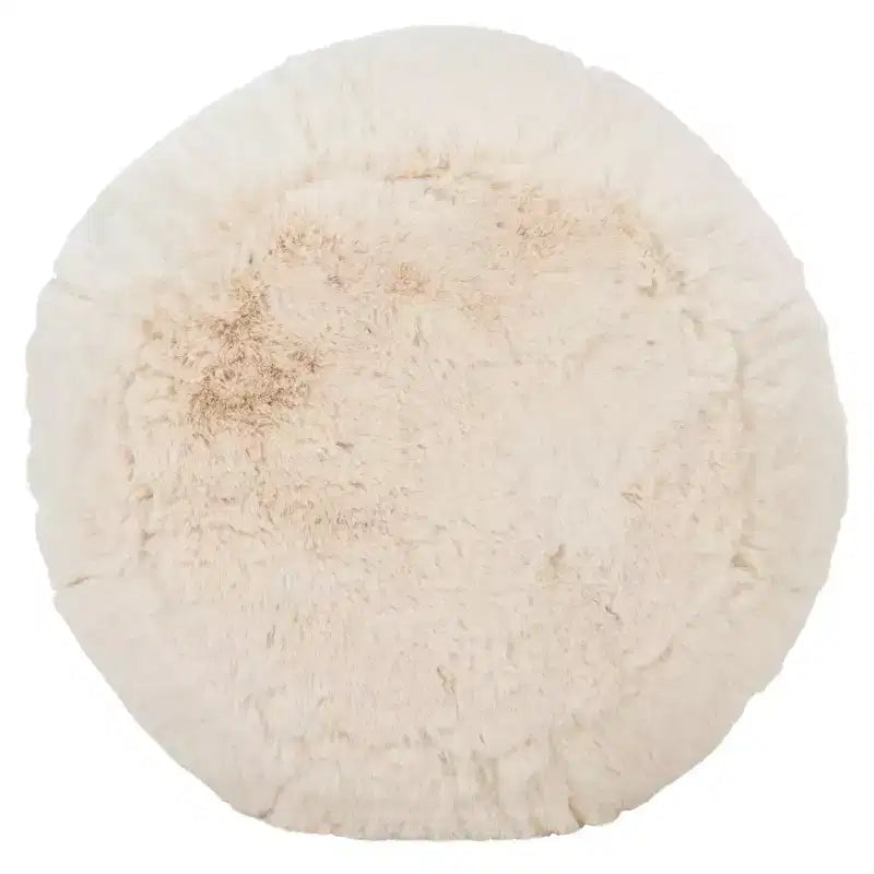 Puf Otomano Redondo, Crema, 100% Poliéster, Capacidad de 125 kg, Hecho en EE. UU.
