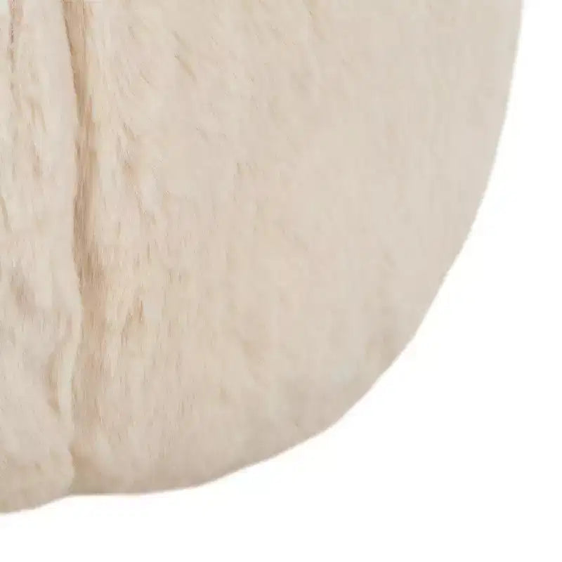 Puf Otomano Redondo, Crema, 100% Poliéster, Capacidad de 125 kg, Hecho en EE. UU.