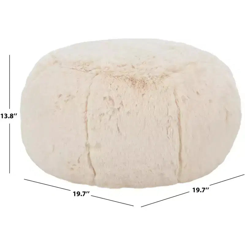 Puf Otomano Redondo, Crema, 100% Poliéster, Capacidad de 125 kg, Hecho en EE. UU.