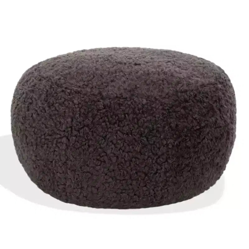 Puf Otomano Redondo, Crema, 100% Poliéster, Capacidad de 125 kg, Hecho en EE. UU.