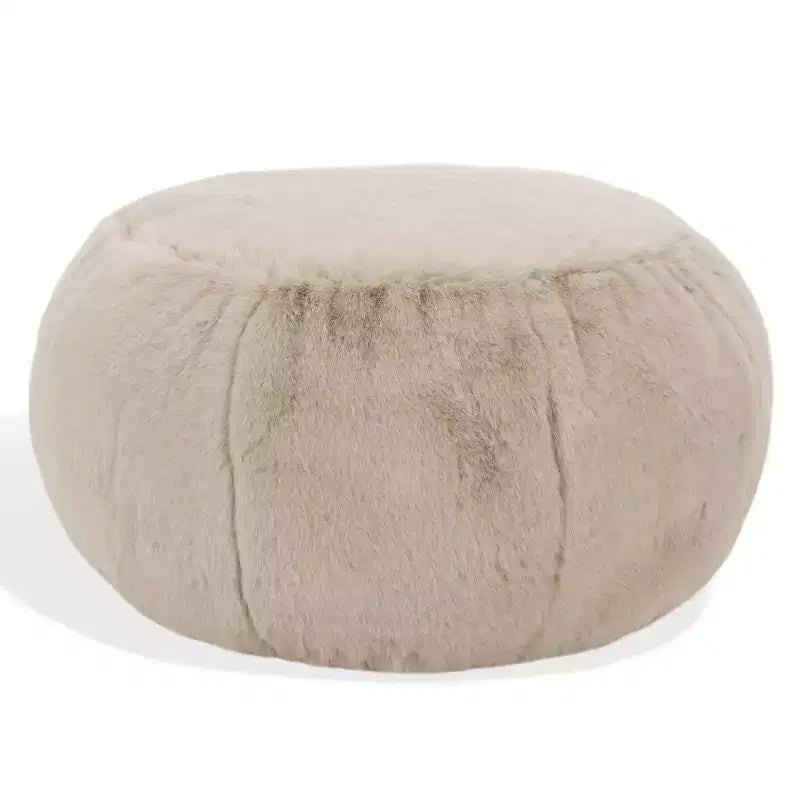 Puf Otomano Redondo, Crema, 100% Poliéster, Capacidad de 125 kg, Hecho en EE. UU.
