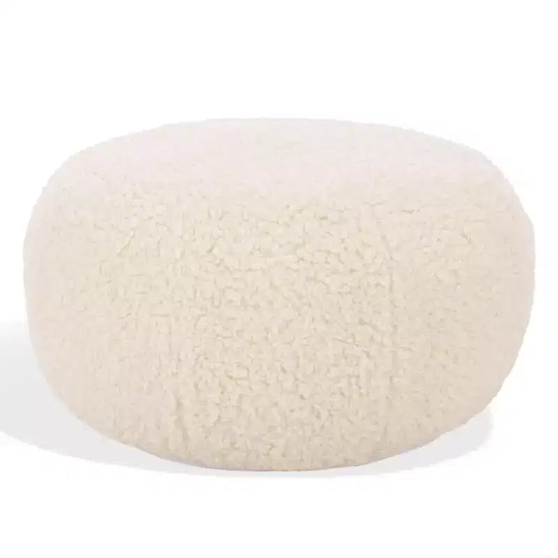 Puf Otomano Redondo, Crema, 100% Poliéster, Capacidad de 125 kg, Hecho en EE. UU.