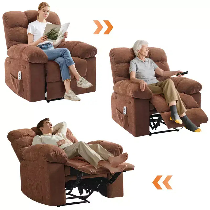 Massage & Heating Recliner Chair for Adults, 150 Manual Oversized Overstuffed Single Sofa, Extra Wide Plush Seat, Living Room & Home Theater