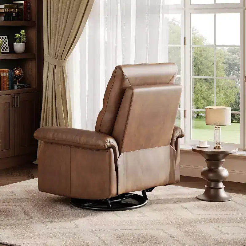 360 Swivel Rocker Glider Recliner Chair, PU Leather Nursery Sofa with Deep Padded Seat & Armrests for Living Room, Bedroom & Nursery