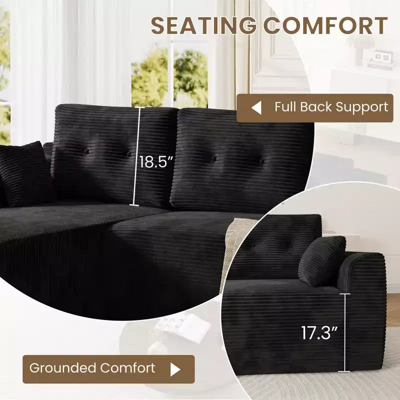 Modular Sectional Sofa, 105'' Soft Couch Sofa Bed for Living Room, Sectional Couch with Oversized Chaise