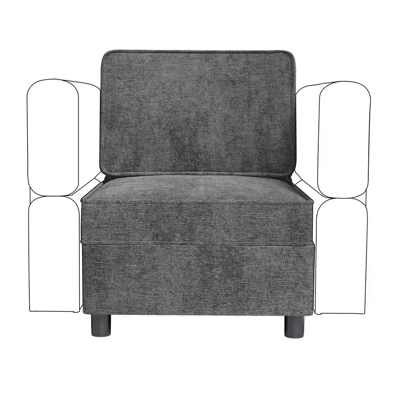 Modular 1 Seat Sofa, Chenille Single Chair with Storage Seat, Modular Sectional Unit for Modular Sectional Sofa Couch, Free Combination, Light Grey