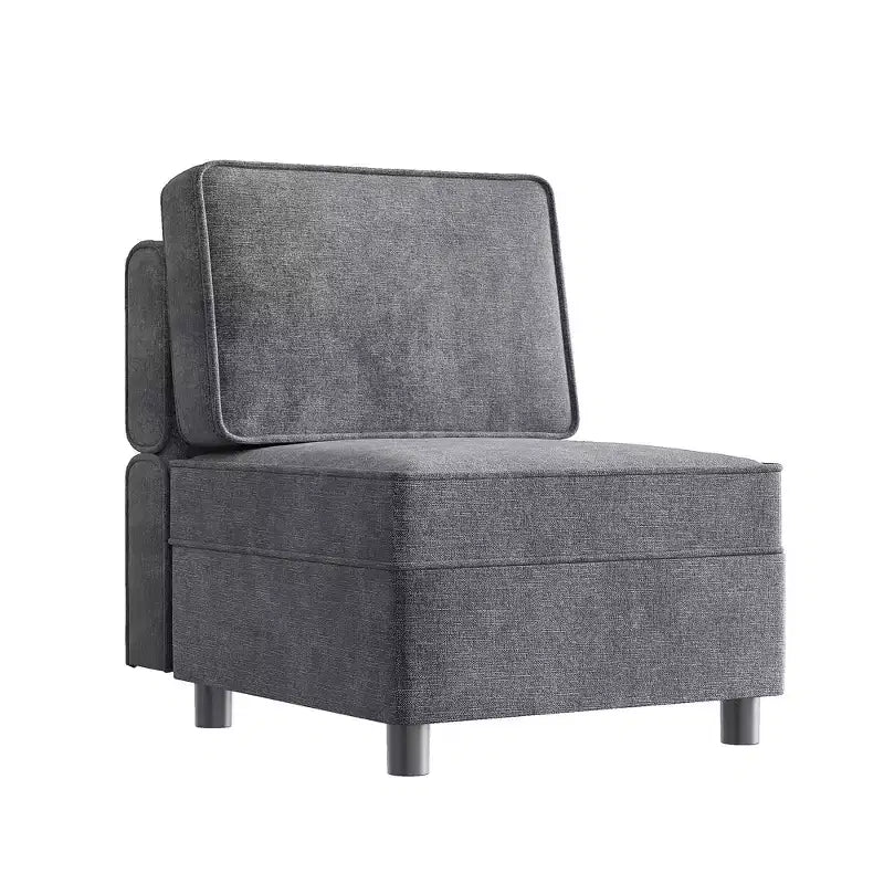 Modular 1 Seat Sofa, Chenille Single Chair with Storage Seat, Modular Sectional Unit for Modular Sectional Sofa Couch, Free Combination, Light Grey