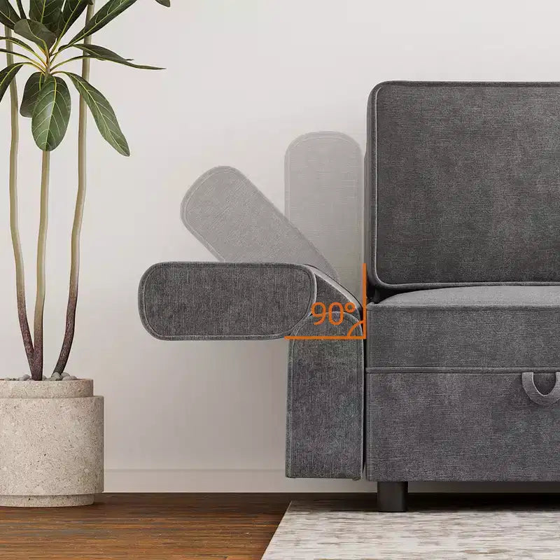 Modular 1 Seat Sofa, Chenille Single Chair with Storage Seat, Modular Sectional Unit for Modular Sectional Sofa Couch, Free Combination, Light Grey