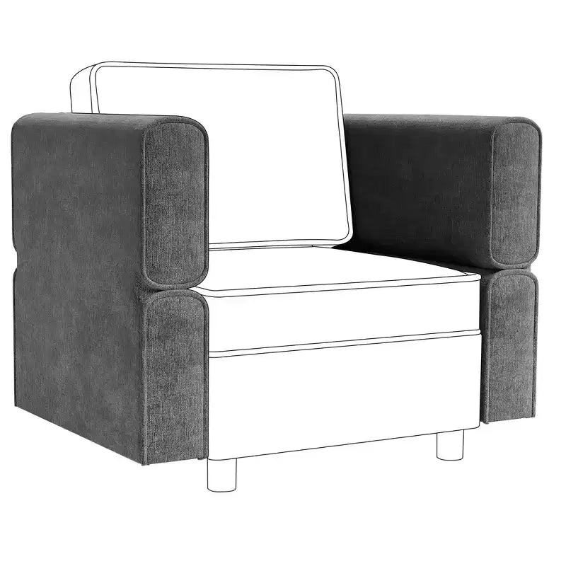 Modular 1 Seat Sofa, Chenille Single Chair with Storage Seat, Modular Sectional Unit for Modular Sectional Sofa Couch, Free Combination, Light Grey