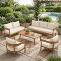 Christopher Knight Home Safira 5 Piece Patio Rustic Acacia Wood Conversation Set with Thick Cushions
