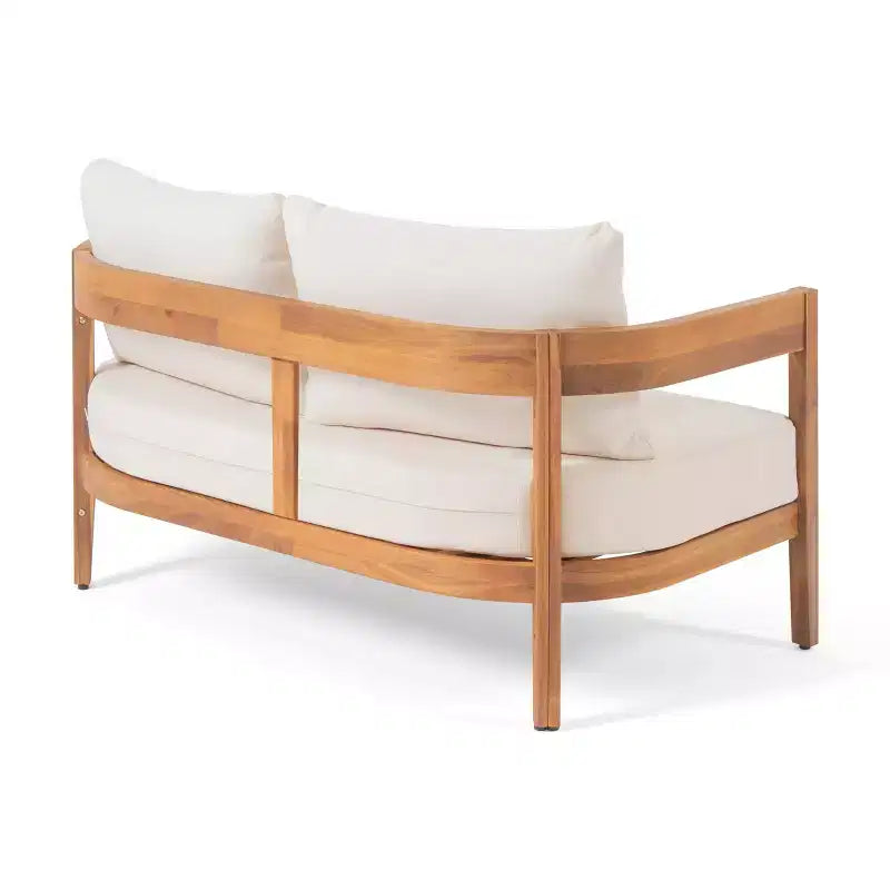 Christopher Knight Home Safira Juego de conversación rústico de 5 piezas para patio de madera de acacia con cojines gruesos
