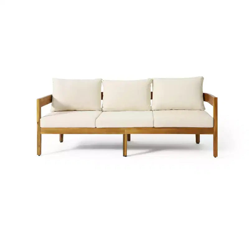 Christopher Knight Home Safira Juego de conversación rústico de 5 piezas para patio de madera de acacia con cojines gruesos