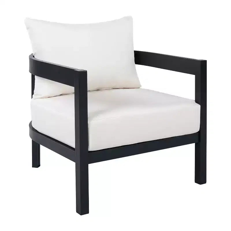 Christopher Knight Home Althea - Set de conversación curvo moderno de 5 piezas para exteriores de aluminio con mesa de centro de vidrio