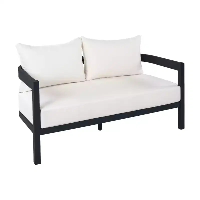 Christopher Knight Home Althea - Set de conversación curvo moderno de 5 piezas para exteriores de aluminio con mesa de centro de vidrio