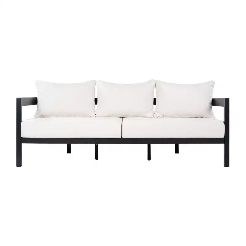 Christopher Knight Home Althea - Set de conversación curvo moderno de 5 piezas para exteriores de aluminio con mesa de centro de vidrio