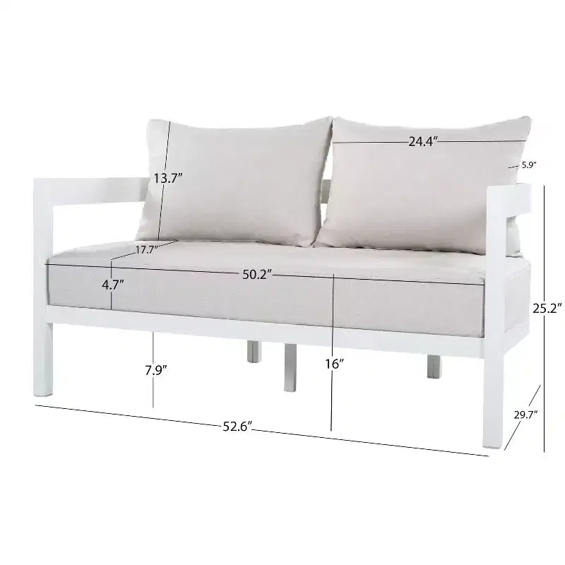 Christopher Knight Home Althea - Set de conversación curvo moderno de 5 piezas para exteriores de aluminio con mesa de centro de vidrio