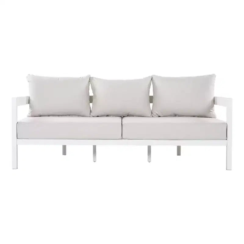 Christopher Knight Home Althea - Set de conversación curvo moderno de 5 piezas para exteriores de aluminio con mesa de centro de vidrio