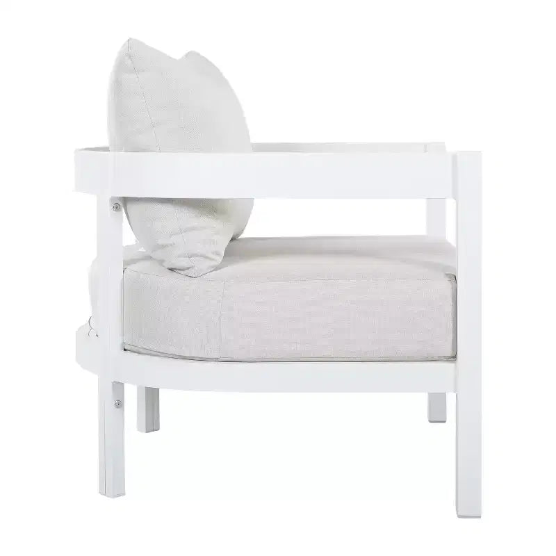 Christopher Knight Home Althea - Set de conversación curvo moderno de 5 piezas para exteriores de aluminio con mesa de centro de vidrio