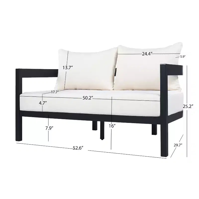 Christopher Knight Home Althea - Set de conversación curvo moderno de 5 piezas para exteriores de aluminio con mesa de centro de vidrio