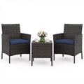 3 Piece Patio Set, PE Rattan Patio Conversation Set with 2 Chairs and 1 Coffee Table, Outdoor Patio Furniture Set for Patio Front Porch Balcony Bistro