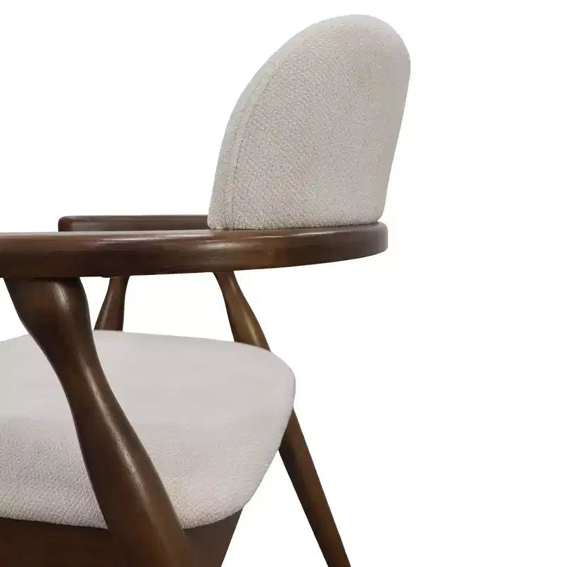 Sillas de comedor tapizadas de madera de caucho estilo casa de campo con respaldo curvo, juego de 2